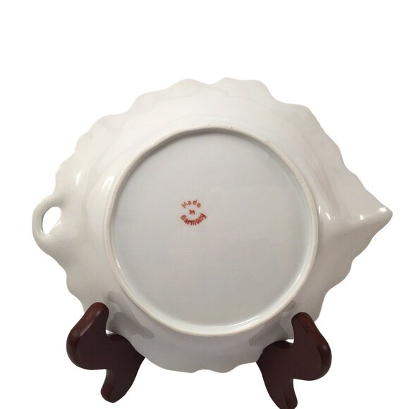Vintage Lemon Server Nappy Dish Leaf Plate Candy Trinket Tray Germany 7" x 6" - Picture 3 of 6